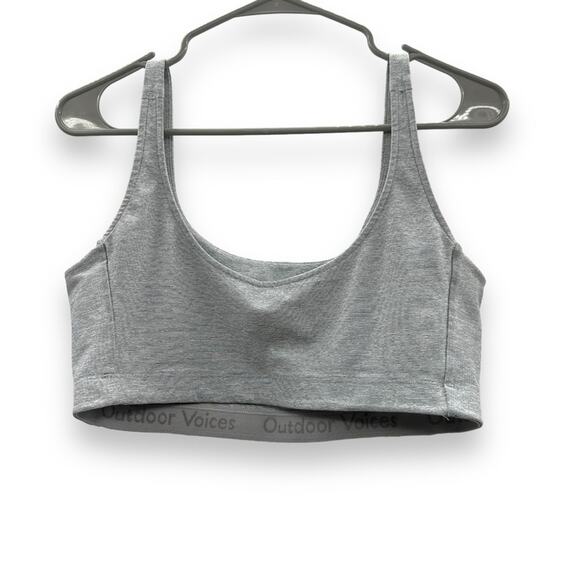 Outdoor Voices Heather Gray Scoop Neck Sports Bra Sz L - Picture 2 of 4